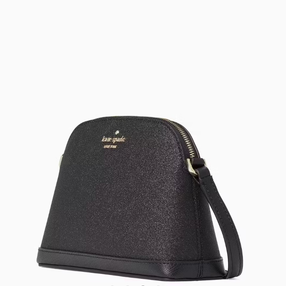 NWT Kate Spade Holiday Black Glitter Tinsel Small Dome Crossbody in - Picture 3 of 9
